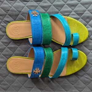 Tory Burch Kira Toe Ring Blue Sandals 8.5